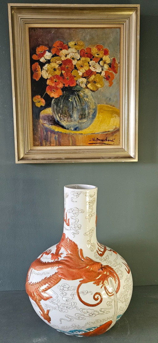 A FAMILLE ROSE PORCELAIN TIANQIUPING VASE