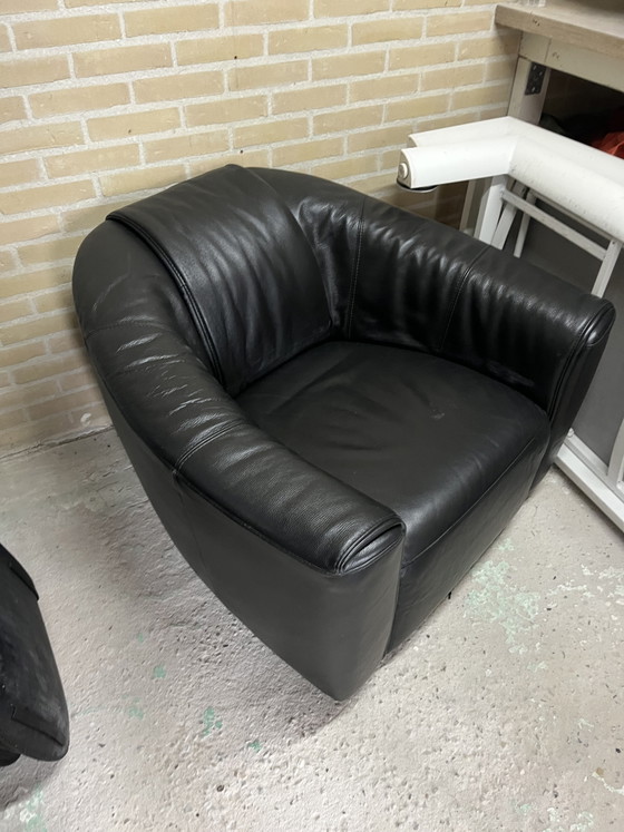 Natuzzi Lederen Draai Fauteuils – Draaistoelen, Leather (photo 4 of 5)