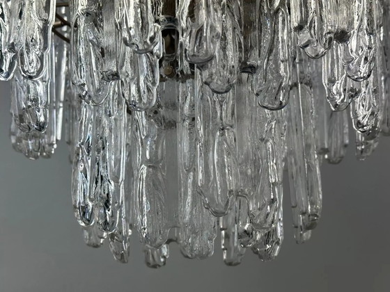 Image 1 of 60s 70s plafondlamp kroonluchter Kinkeldey Duitsland Space Age glas ontwerp