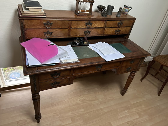 Image 1 of Bureau/table d'écriture ancienne avec commode