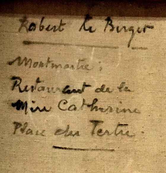 Image 1 of Oil on canvas – Montmartre, Place du Tertre, Paris. Original signed work – School of Paris – 20th century French art