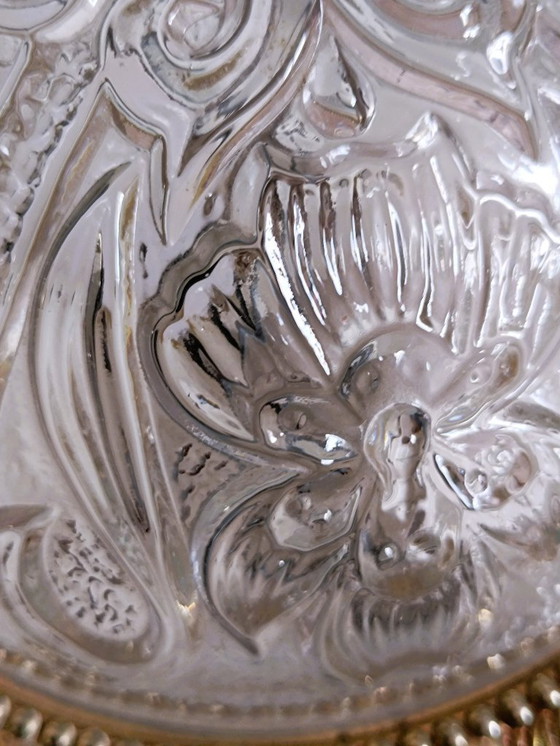 Image 1 of Plafondlamp van gegoten glas en messing uit de jaren 60