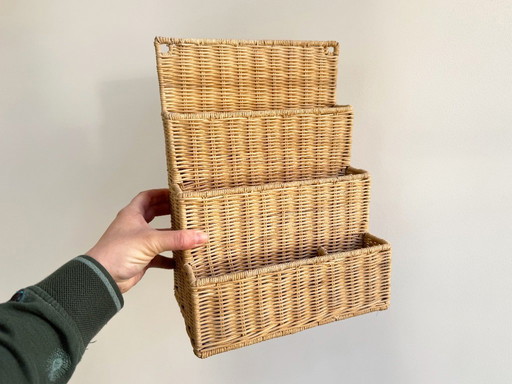 Vintage-Schreibtisch- oder Wandorganizer aus Rattan