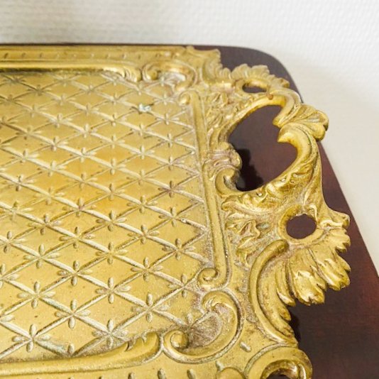 Image 1 of Vassoio francese d'epoca in ottone barocco 1930