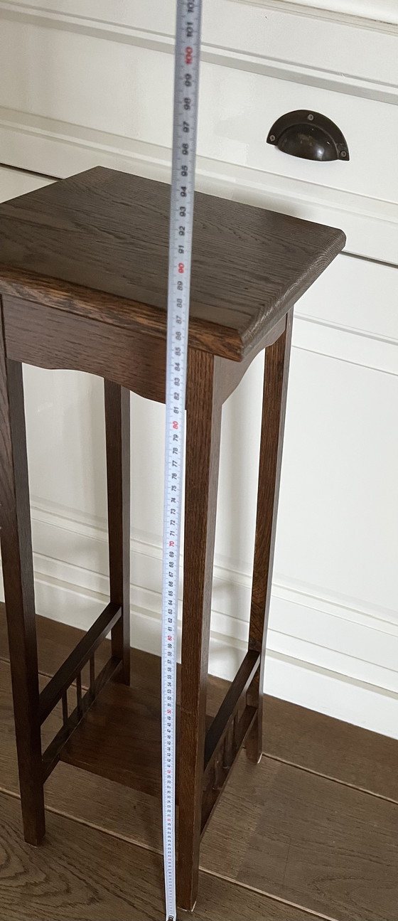 Image 1 of Plant table/pedestal set dark antique oak