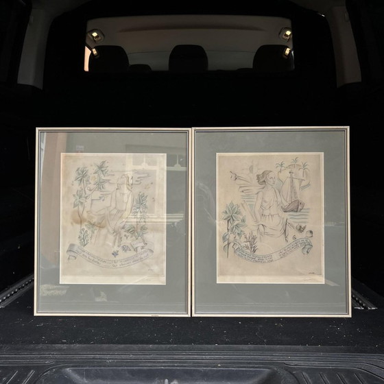 Leon Navez, R Vivier & A Marin, Incisioni, Set di 2 – Litografie e stampe, Paper, Art Deco (photo 10 of 10)
