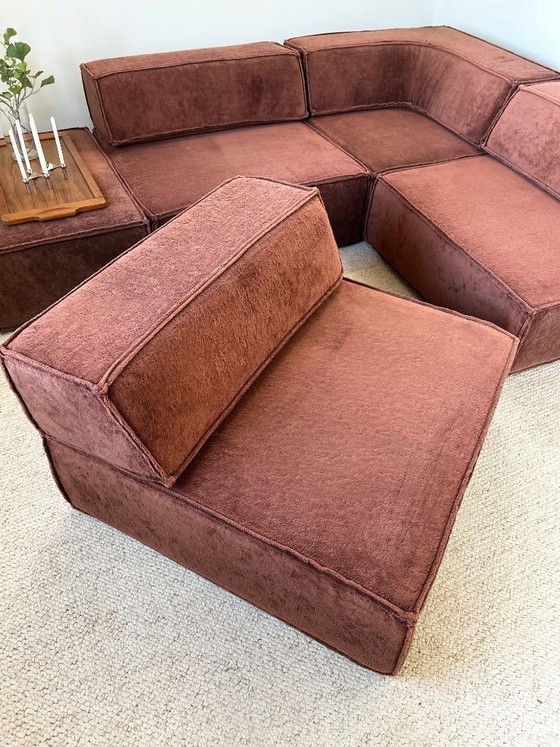 Image 1 of COR Trio modulaire bank in terracotta fluweel uit de jaren 70
