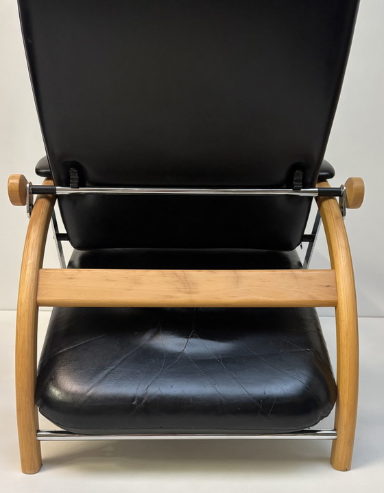 Image 1 of Vintage Scandinavisch design leesstoel / fauteuil Optima Ingmar Relling voor Westnofa zwart leer houten frame