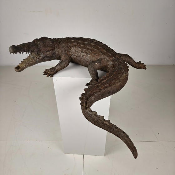 Image 1 of Monumental bronze crocodile sculpture from the 20th century