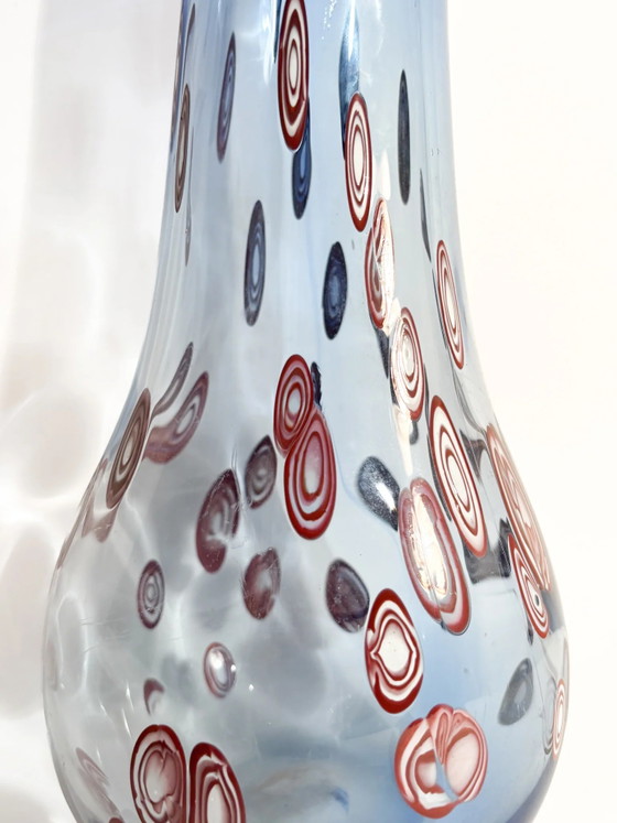 Blue Murano Glass Vase with Red Murrine, 1975 (photo 14 of 14)