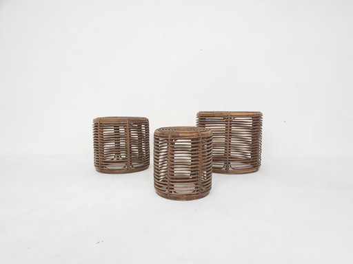 Set of three manou baskets or side tables attrb. to Tito Agnoli, Italy 1970's