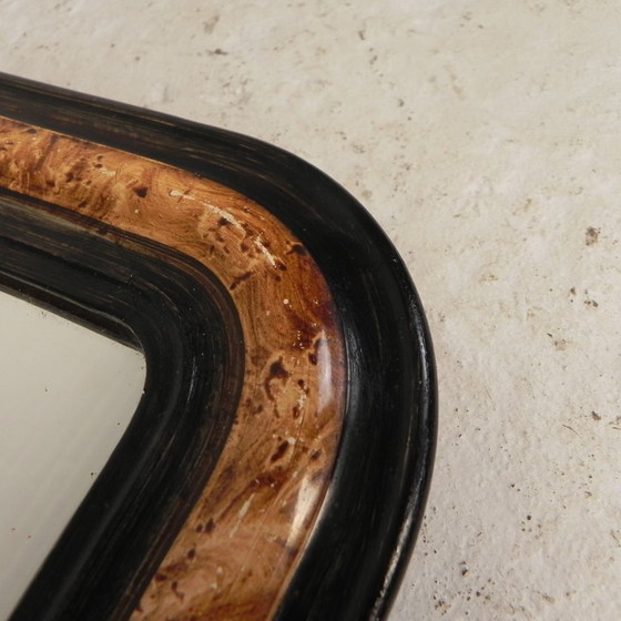 Louis Philippe mirror in faux burr walnut frame, 1917, Wood, Glass, Black, Klassiek (photo 7 of 9)