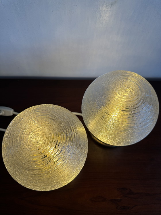 Image 1 of Pair of Doria Leuchten Table Lamps – Textured Globe Elegance