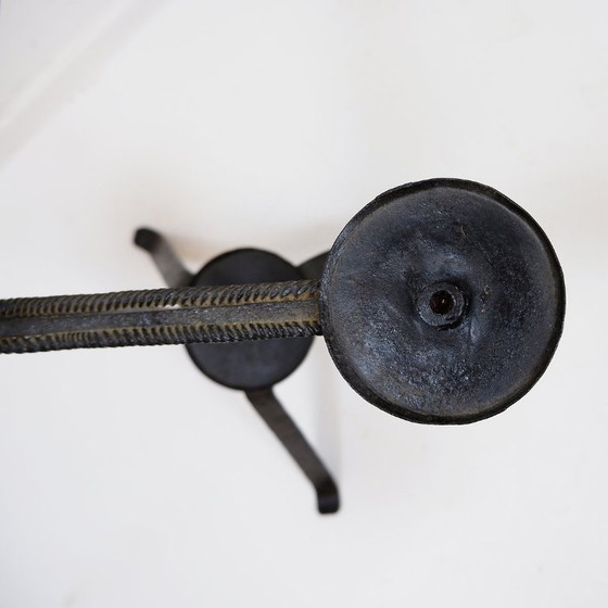 Image 1 of Wrought iron candlestick in the "Atelier de Marolles" style - France, 20th century