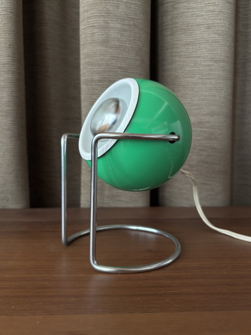 Vintage Eyeball table lamp — Space Age, green, 1970s – tafellampen, Chrome, Metal