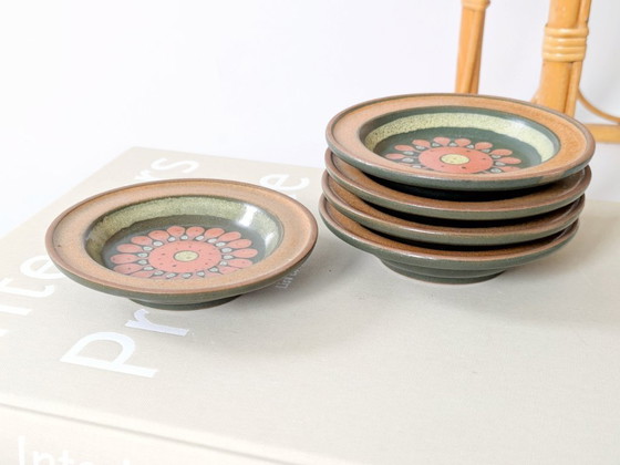 Image 1 of Set di 5 sottobicchieri in ceramica vintage | KMK Germania Ovest |1960s