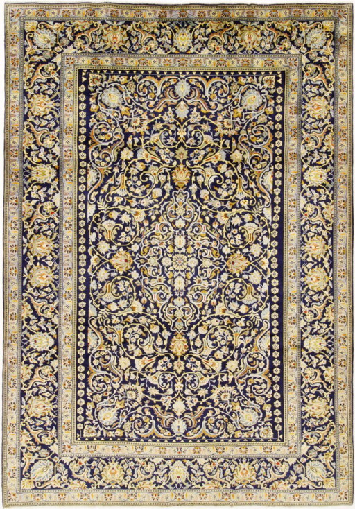 Tapis persan original Keshan, Kashan bleu, 330 x 234 cm, en excellent état, classique ancien