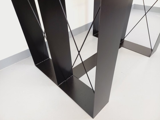 Image 1 of Vintage rectangular high table in glass and black metal from the 80s