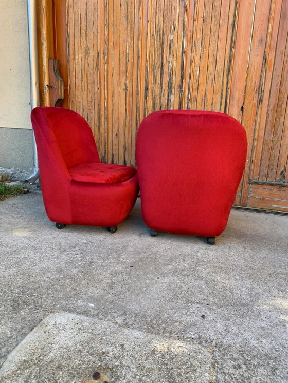 Mid-Century Red Velvet Armchairs, 1960s, Set of 2 – Mid Century Modern (photo 6 of 6)