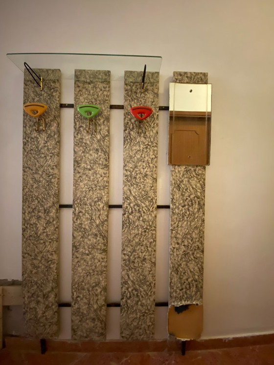 MCM 1960s–70s Skai Hall Coat Rack with Heart Hooks & Mirror – Glass (photo 6 of 6)
