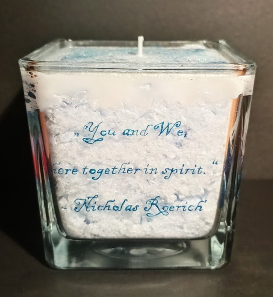Himalayas · Collectible 1/1 Hand-Painted Functional Candle · Inspired by Nicholas Roerich – Glass art, Glass (photo 6 of 13)