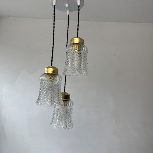 ANTIQUE 3-LIGHT VINTAGE WATERFALL CHANDELIER 1960