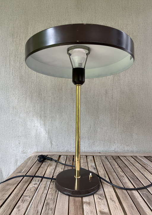 Philips Timor 69 Desk Lamp by Louis Kalff (1970–1980) – Brown & Gold Finish
