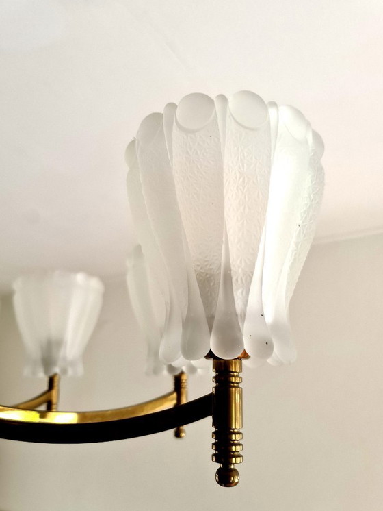 Image 1 of Impressionante lampada a sospensione vintage - Anni '40 - '50 - Ottone - Germania -.