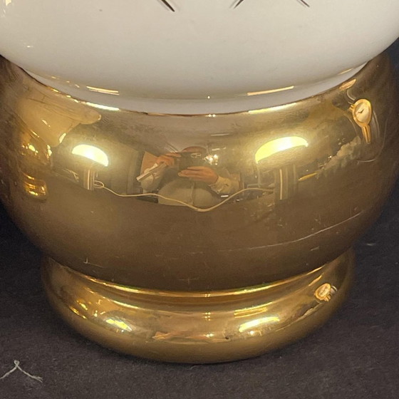 Art Deco Golden Sandblasted Glass Vases by Verreries de Laeken, 1935, Set of 2 (photo 6 of 10)