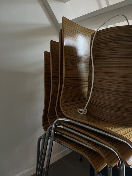 Image 1 of Zebrano eetkamerstoelen met  lamp