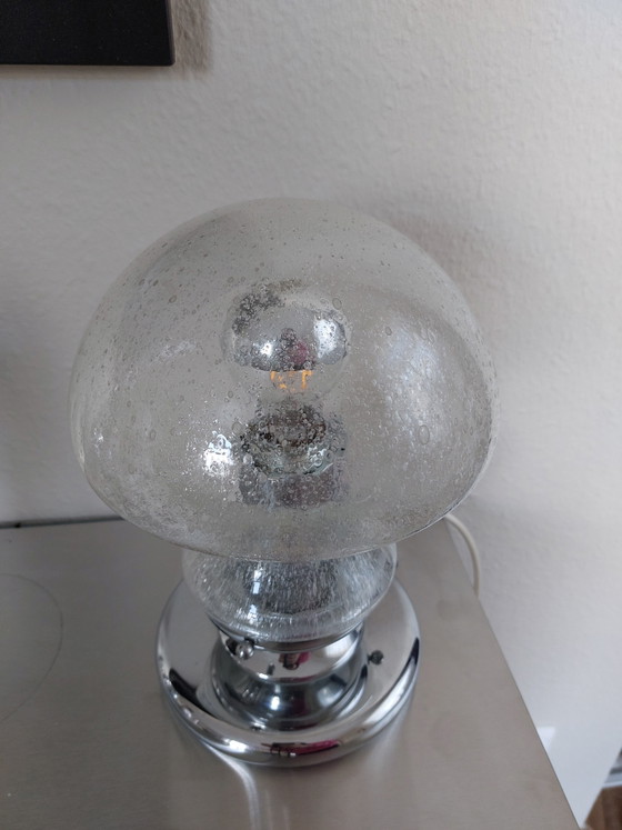 Image 1 of Vintage Mushroom Lamp Neheim Tree Table Lamp Bubble Glass 70s Chrome