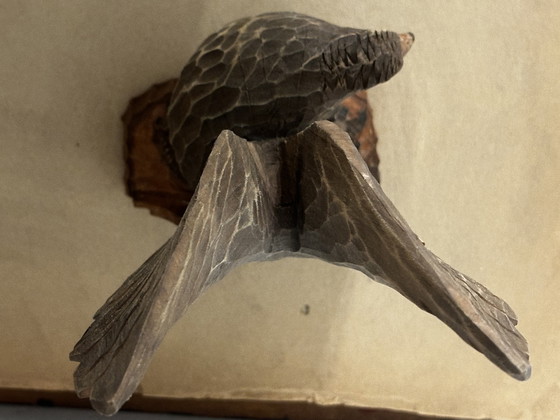 Image 1 of Aigle en bois sculpté - fabrication artisanale vintage Allemagne 