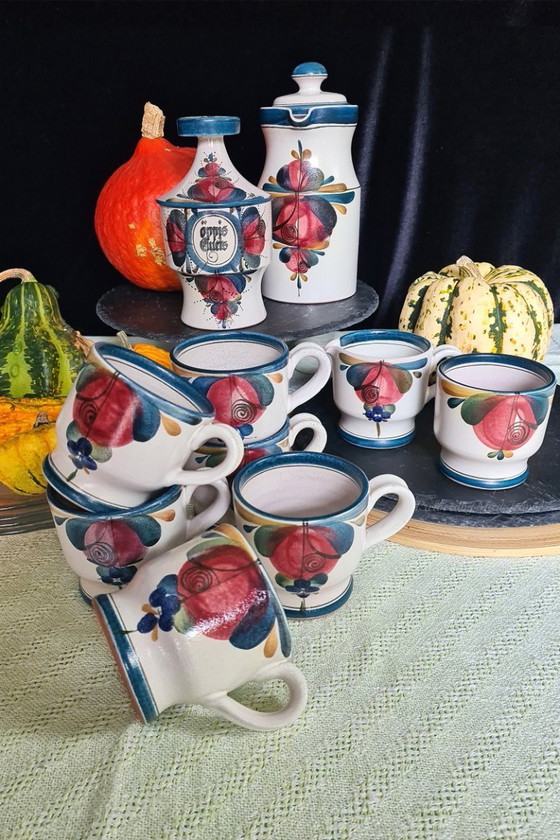 Image 1 of Bellissimo set da caffè in ceramica LUZERNER, con motivi floreali dipinti a mano.