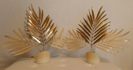 Pair of vintage palm leaf lamps