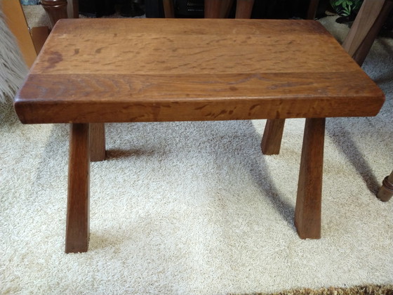 Image 1 of Brutalist Wabi Sabi bijzettafel massief eiken 