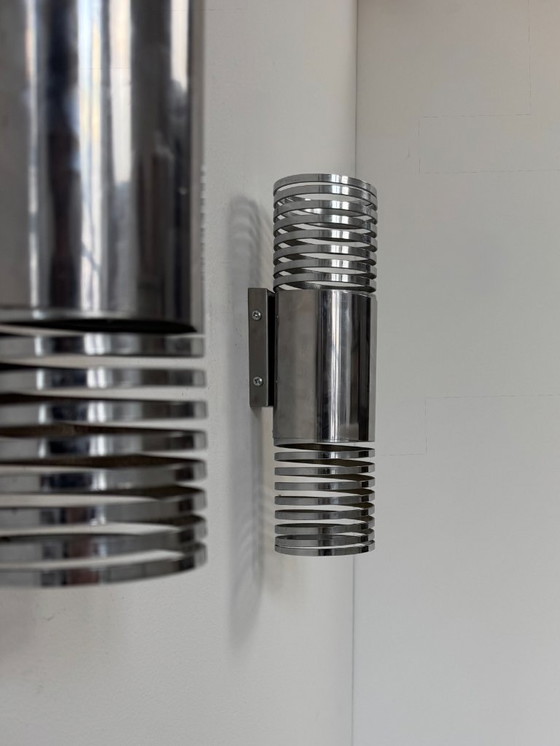 Image 1 of Paar antike, verchromte Metall-Wandleuchten mit Federmechanismus, Frankreich, 1970