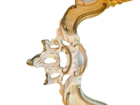 Image 1 of Set aus 2 Florentiner Barock Wandspiegeln 55×36 cm – Italien Vintage 1950–1970 – handbemaltes Holz mit Craquelé & Pastellblüten 