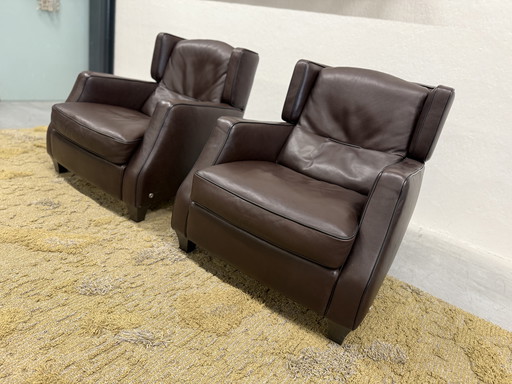 2 Natuzzi Amadeus Sessel, braunes Leder