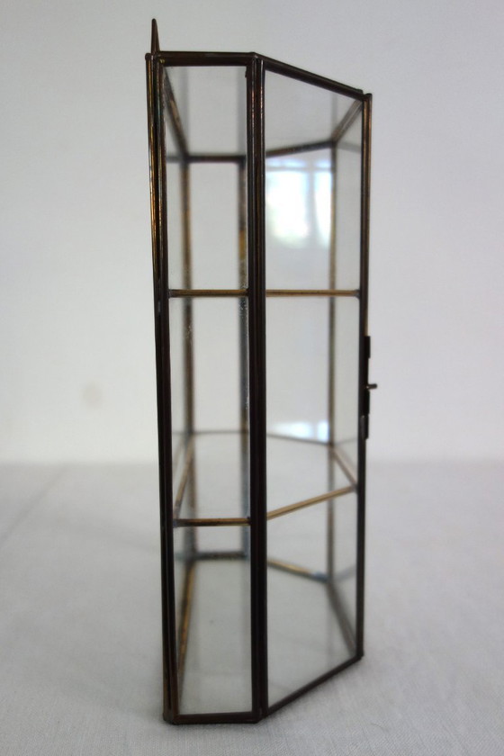 Vetrina Da Parete Vintage Vetro E Ottone – Vetrine, Brass (photo 4 of 12)