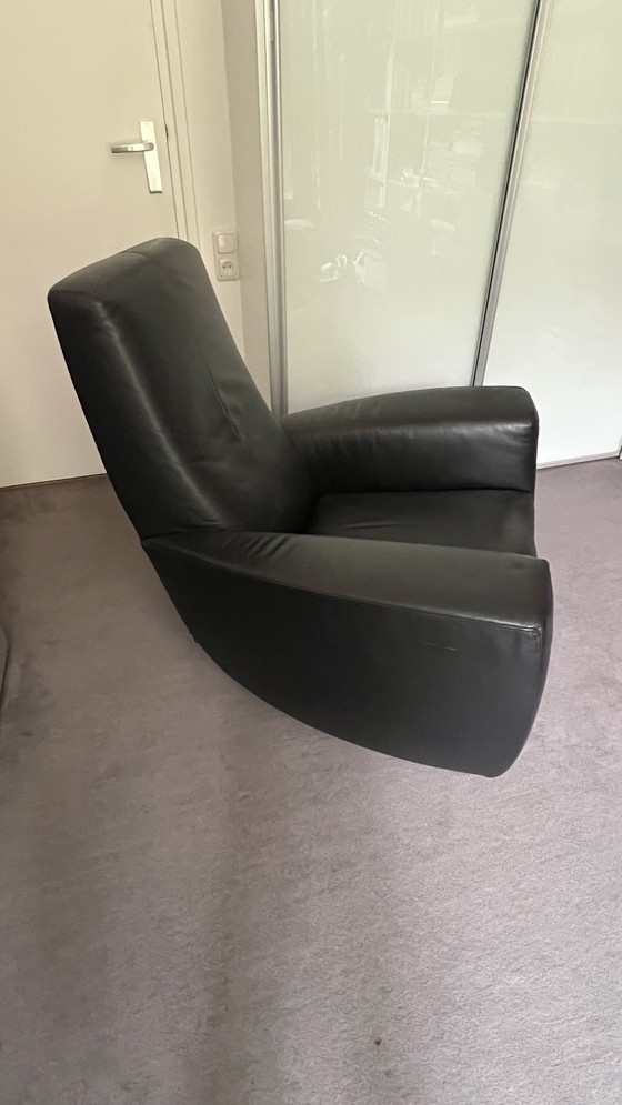 Image 1 of Label Longa Fauteuil zwart leren stoel Gerard van den Berg