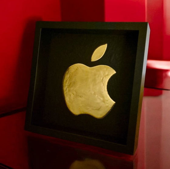 Image 1 of Logo Apple in oro 23 carati dorato in cornice, edizione limitata anni '80