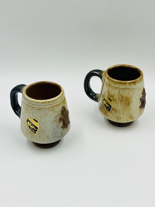 Duo of Bouffioulx Guérin stoneware mugs