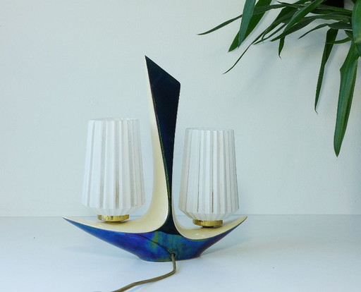 Rare vintage Art Deco table lamp, Verceram France, 1950s/60s – tafellampen, Glass, Ceramic