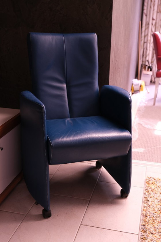 Image 1 of 2x Leolux fauteuil Doppler - leder Scandinavia Aqua Blue