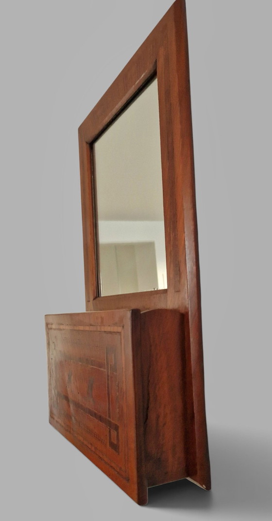 Specchio da parete antico con intarsi - Fine XIX secolo - Pezzo unico – Glass, Wood (photo 12 of 15)