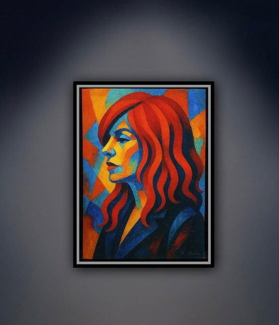 Image 1 of Karmen Moccha: "Homenaje Kate Pierson". Giclée sobre terciopelo Hahnemühle, firmado a mano. Edición 1/10. En excelente estado.