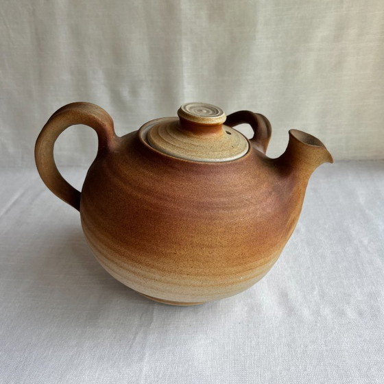 Image 1 of Deense steengoed theepot uit de jaren 70 van Karlslunde Keramik - Sculpturale Wabi Sabi