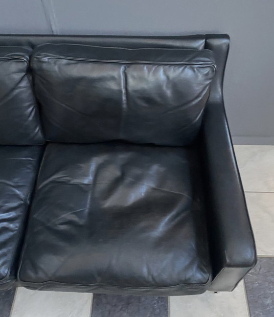 Image 1 of black leather Tecta 3-seat sofa by Hans Konecke 1960s 