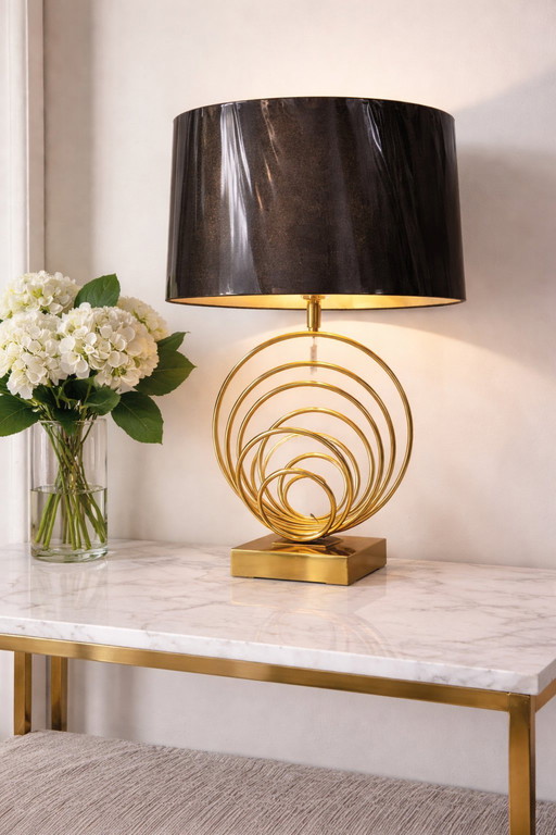 Elegant Gold Spiral Table Lamp – Modern Glam Statement Piece
