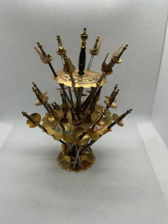 Image 1 of Bellissimo set vintage spagnolo di 24 spiedini a forma di spada di Toledo